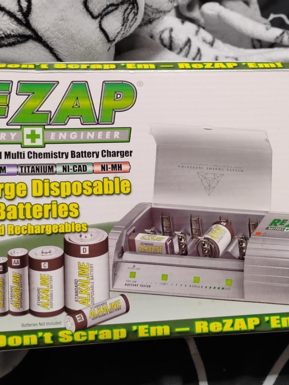 Multi-Chemistry Battery Charger — Silver with Green Accents